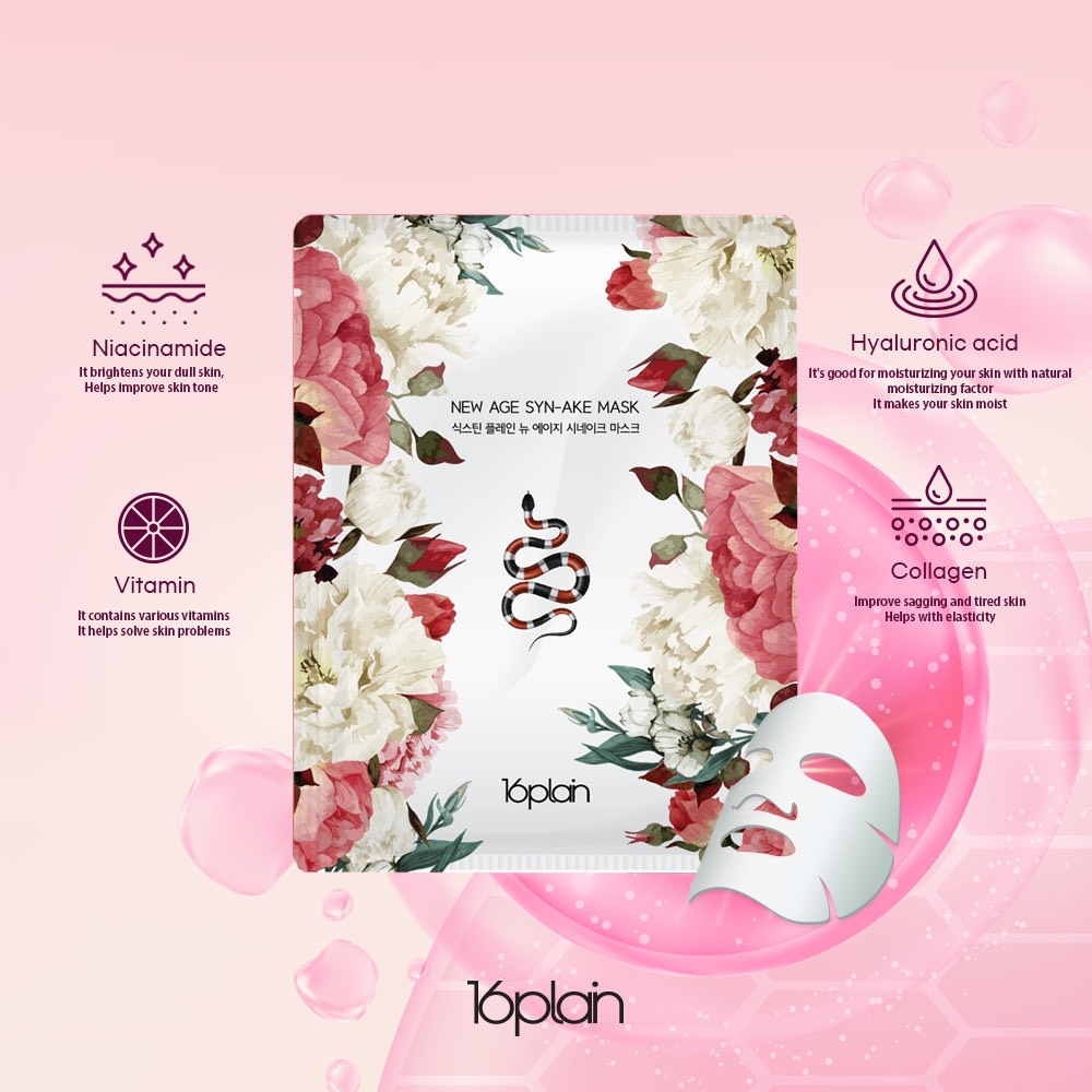 Mặt nạ dưỡng trắng da, ngừa mụn, chống lão hoá 16plain New Age Syn-Ake Mask x 30ml
