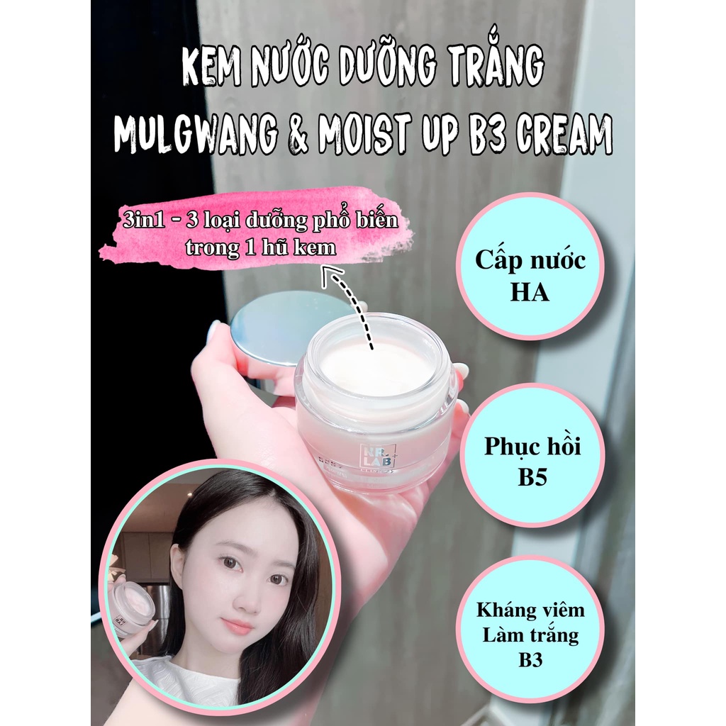 Kem nước Mulgwang & Moist up B3 Kr Lab dưỡng trắng căng bóng phục hồi toàn diện
