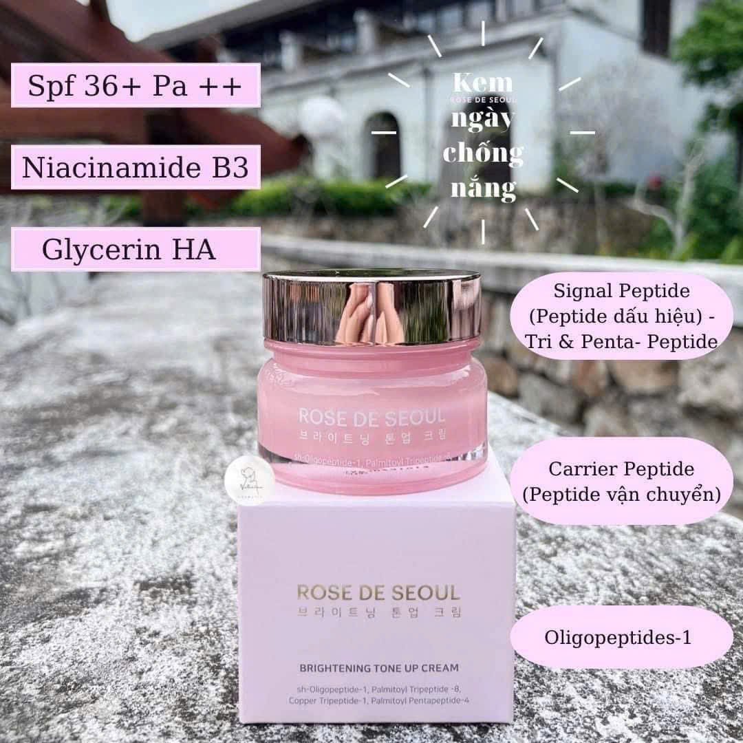 Kem ngày ROSE DE SEOUL BRIGHTENING TONE UP CREAM 50G nâng tông dưỡng trắng chống nắng