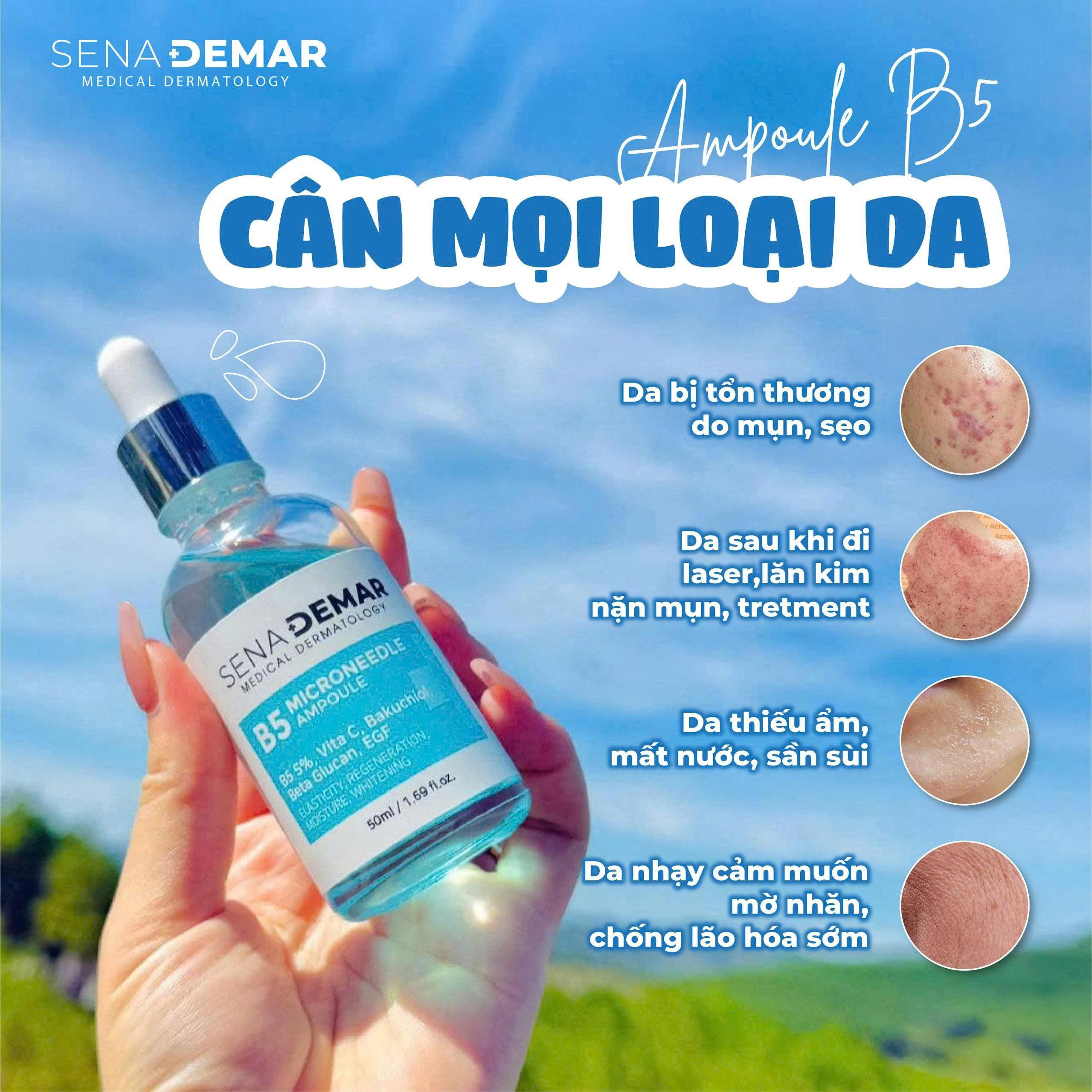 Serum phục hồi SENADEMAR B5 MICRONEEDLE AMPOULE giúp dưỡng ẩm, giảm nhăn, 50ml
