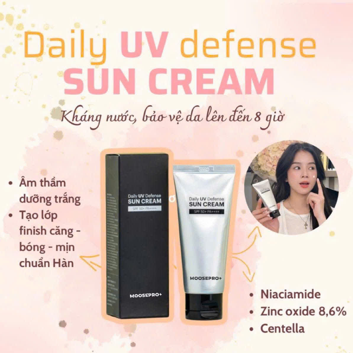 Kem chống nắng MOOSEPRO+ DALLY UV DEFERENSE SUN CREAM 50ML